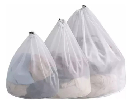 Bolsa Malla De Lavandería Agujero Grueso Cordón Grande 3pz