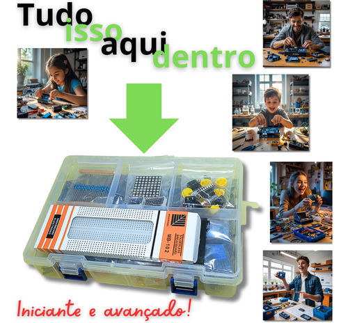 Kit Uno R3 Maker 100pcs + Protoboard Rele Compativel Arduino