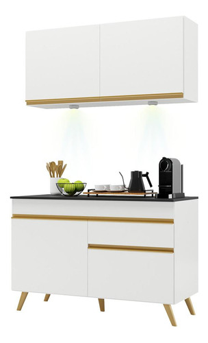 Cozinha Compacta 2pç C/ Leds Mp2012 Veneza Up Multimóveis Bc Cor Branco
