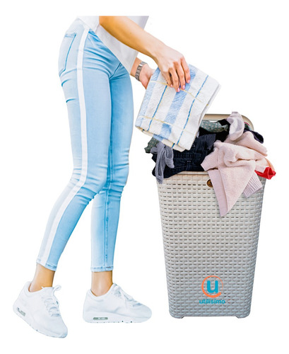Pack 2 Cesto Canasta Organizador Ropa Sucia Tapa Utilísimo Color Blanco