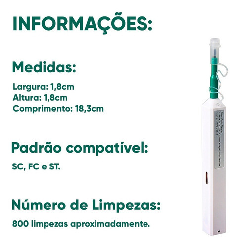 Lápiz de limpieza con conector de fibra óptica de 2,5 mm