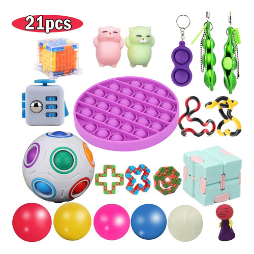 21 Piezas Pop Iit Push Fidget Set Juguetes Sensoriales