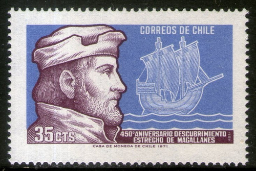 Chile Sello Mint 450° Aniv. Estrecho De Magallanes Año 1971 