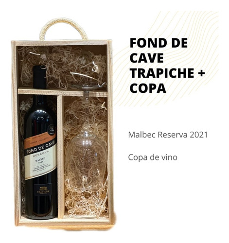 Box + Fond De Cave Malbec Reserva 750 Ml + Copa