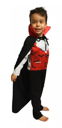 Fantasia Pra Menino Vampiro Drácula Infantil Com Capa