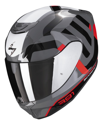 Casco Scorpion Exo-391 Arok Gris Rojo Negro