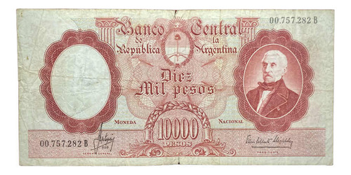 Billete 10000 Pesos M$n Argentina 1965 Bottero 2189 Serie B