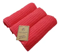 Comprar Set X3 Repasadores Franco Valente 100% Algodón 400 Gr Color Coral Lisa