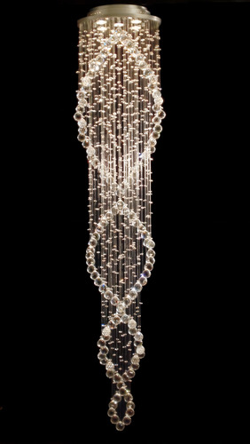 Lustre Cristal Cascata 4 Metros X 80cm Diam Cor Cinza