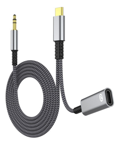 Cable Auxiliar Audio Usb C 0.138 In Adaptador Cargador 2 1 W