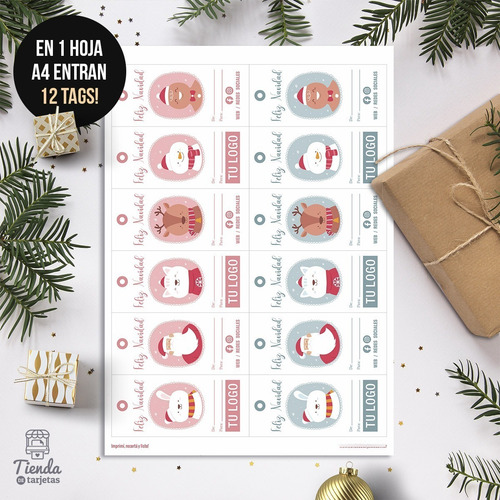 Imagen 2 de 2 de Etiquetas Imprimibles De Navidad Con Tu Logo Modelo Infantil