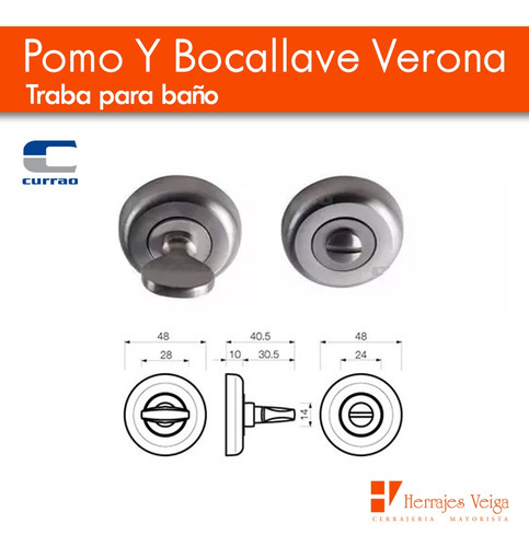 Pomo Y Bocallave De Baño Currao Verona Platil Traba De Baño* Platil