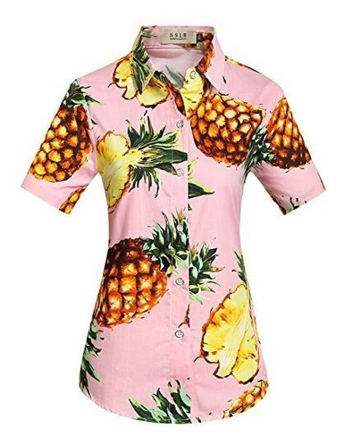 Sslr Camisas Hawaianas De Algodón De Manga Corta Estampadas 