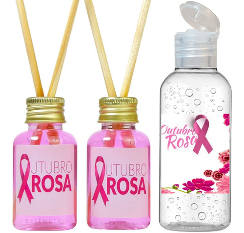 Imagem 1 de 1 de Kit 60 Lembrancinha 30 Álcool + 30 Aromatizador Outubro Rosa