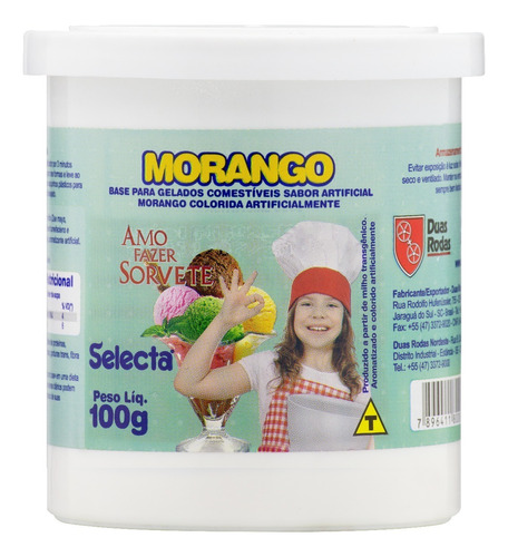 Base para Gelados Comestíveis Sabor Morango Pote 100g Selecta