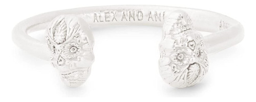 Alex And Ani Anillo Ajustable Calavera Para Mujer, Plata De 