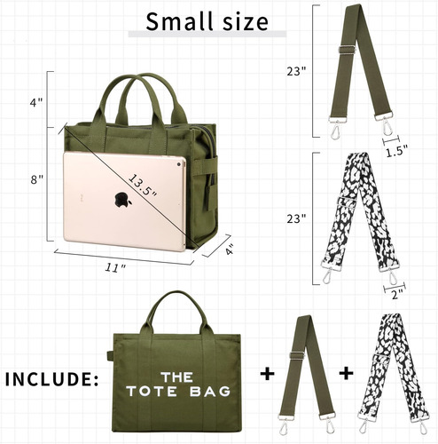 Enusias Bolso De Mano Para Mujer De Lona Con Cremallera Y As