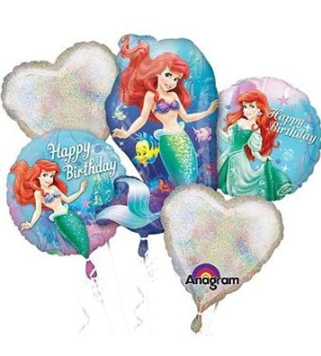 Little Mermaid Ramo De Globos  globo Ariel  5 globos