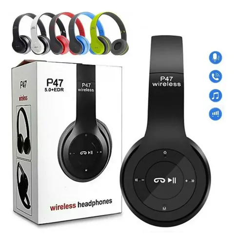Fone De Ouvido Bluetooth Sem Fio P47 Com Reducão De Ruídos Cor Preto Compatível Com Xiaomi Samsung Motorola Iphones Indicado Para Academia Corrida Bicicleta