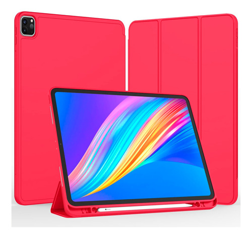 Case Funda @ iPad Pro 11 2018 2020 2021 Ranura Pencil Rojo