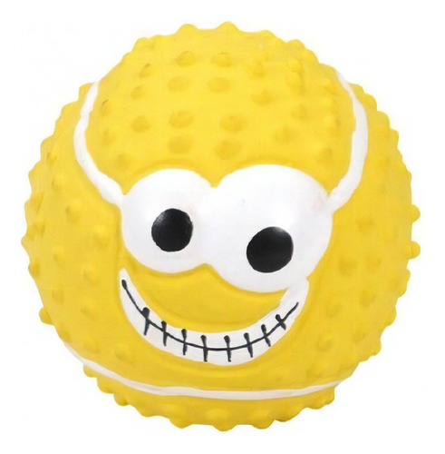 Brinquedo Mordedor Bola Apito Para Pet Bola De Tenis Cor Amarelo