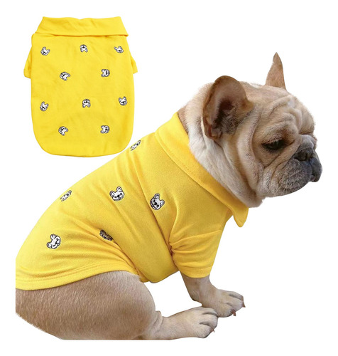 Camisas De Algodón Con Bordado De Bulldog Francés Para Pe.