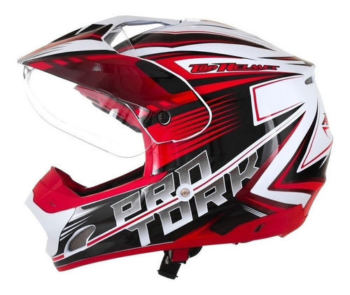 Capacete Off Road Pro Tork Th1 Adventure Tam. 60 Cor Branco/Vermelho