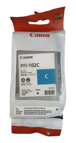 Cartucho Tinta Cyan Canon Pfi-102c Nuevo Original Par Ipf500