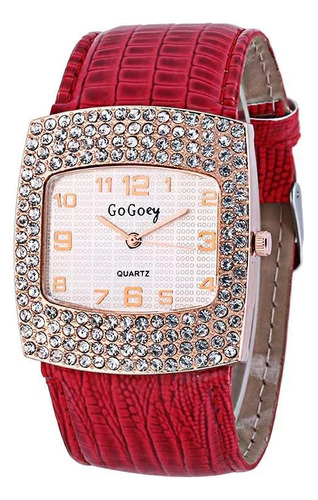 Relógio Feminino Gogoey - Clássico Vermelho/dourado