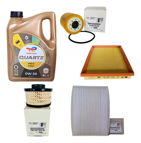 Kit Filtros Citroen C-elysee 1.5 2024 + Aceite 0w30 Total