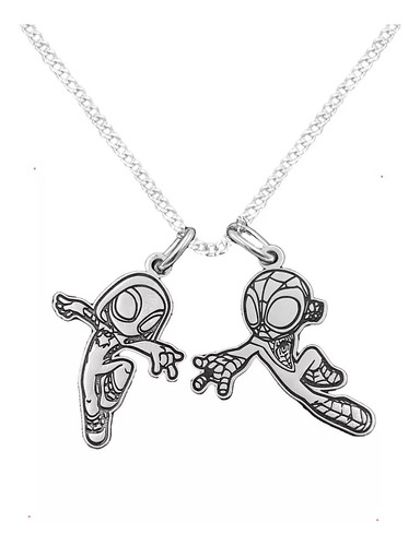 Dije Y Cadena Gwen Stacy Y Spiderman Plata 925 Con Envio 