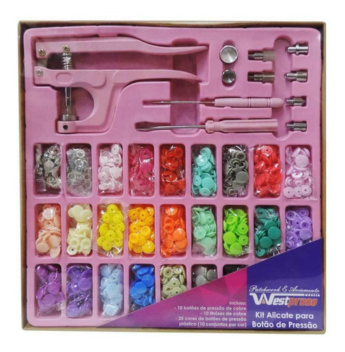 Imagem 1 de 7 de Kit Alicate De Pressão 3 Em 1 Com 250 Botões, Ilhós E Metal