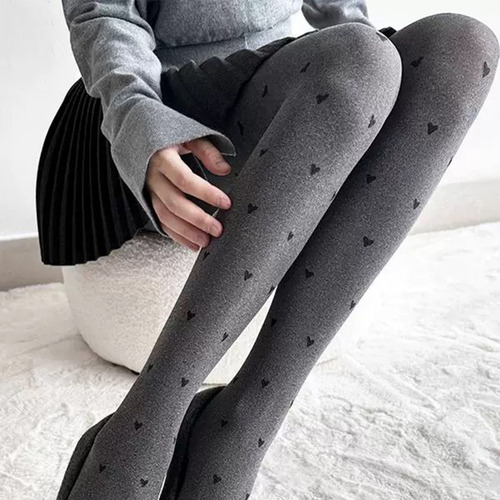 Medias De Terciopelo Gris Con Lazo Para Mujer Con Estampado