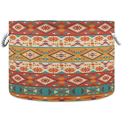 Storage Basket Colorful Navajo Pattern Nursery Hamper Canvas