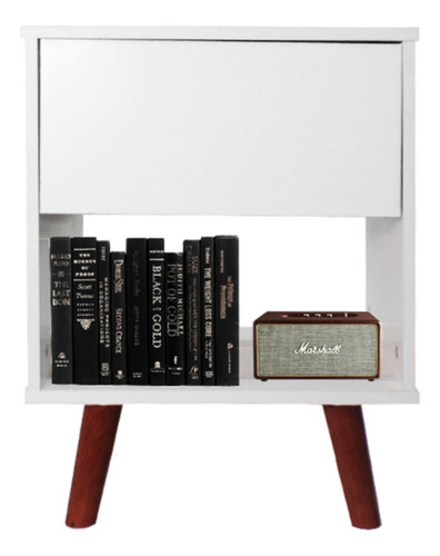 Buro Para Recamara Decomobil Mesa De Noche Minimalista Acabado Mate Texturizado Color Blanco Absoluto