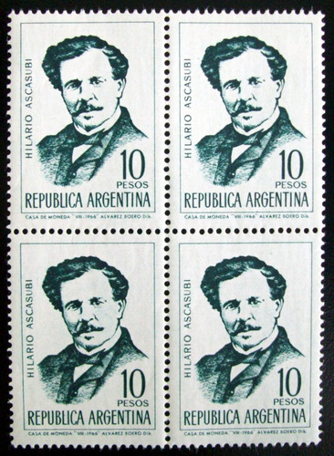 Argentina, Bloque X 4 Gj 1386 Hilario Ascasubi 66 Mint L5365