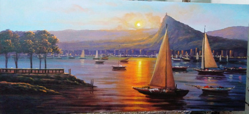 Quadro Pintura Rio De Janeiro Por Do Sol Decoração Sala 