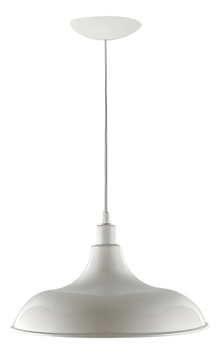 Kit Utron 5 Luminárias Pendente Prato Bedd Retrô 32cm Branco
