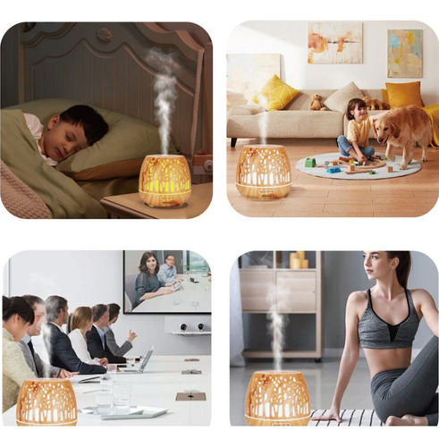 Difusor De Aroma Umidificador De Ambiente Luz Led Bluetooth Cor Amadeirado 110v/220v