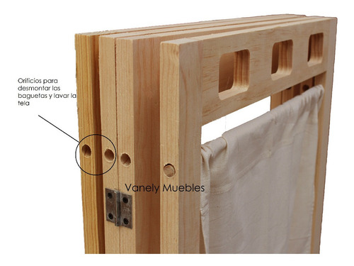 Imagen 3 de 4 de Biombo De Madera Elegante Práctico 3 Paneles Consultorio