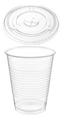 Vasos Plásticos Con Tapa Plana 12oz Vasos Desechables 50und