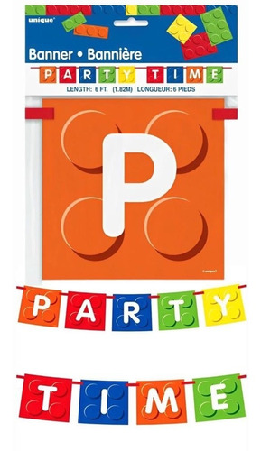 Banner Party Time,fiesta De Bloques (building Block Birthday