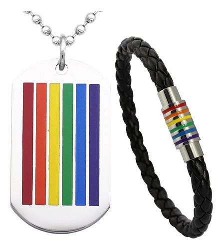 Collar Colgante + Pulsera Brazalete De Color Arcoiris