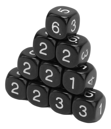 20 Dados Numéricos Negros De 6 Caras, Dados Poliédricos De E