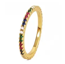 Comprar Anillo Rainbow Arcoiris Cristal Zirconia Churumbela Oro Dorado Delgado Envío Gratis + Estuche Colores Multicolor