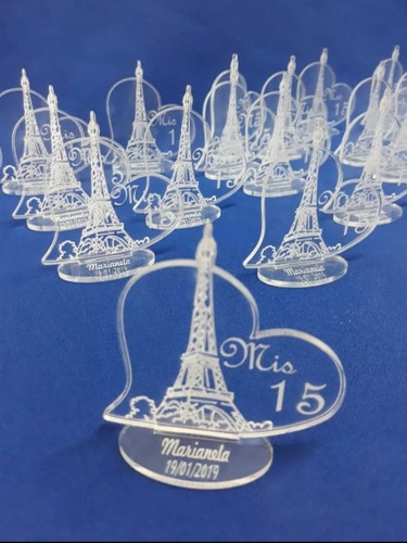 Souvenir Acrilico Torre Eifel Cumple 15 Años X 50 Unidades