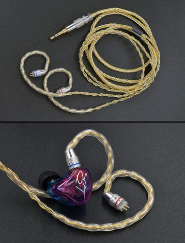 Imagen 10 de 10 de Cable Kz Gold Silver Mixed Upgrade Reforzado Oro Y Plata