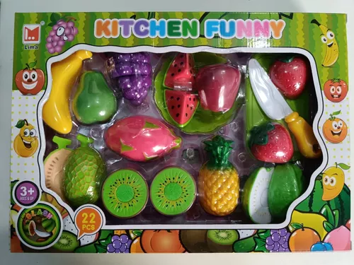 Kit Frutas de Brinquedo Comidinha Infantil Faca Tábua 27 Pçs