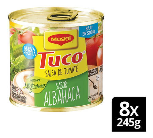 Salsa De Tomate Maggi® Tuco Con Albahaca 245g X8 Latas