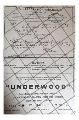 Cartel Publicitario 1912 Maquina De Escribir Underwood